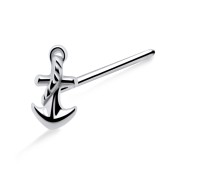 Roped Anchor Shaped Silver Straight Nose Stud NSKA-1035